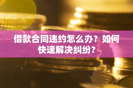 武汉借款合同违约怎么办？如何快速解决纠纷？